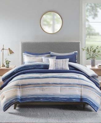 Madison Park - Marina 8-Pc. Printed Seersucker Comforter and Coverlet Set Collection