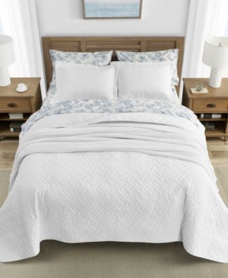 Tommy Bahama Home - Tommy Bahama Solid White Reversible 3-Piece Full/Queen Quilt Set