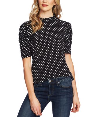 CeCe - Ruched Polka-Dot Top