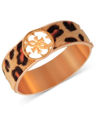 GUESS - Gold-Tone Cheetah-Print Faux-Fur Bangle Bracelet