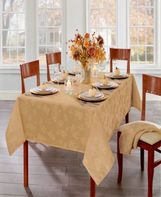 Elrene - Elegant Woven Leaves Jacquard Damask Tablecloth, 60"x144"