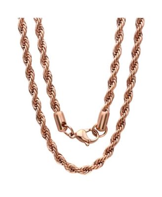 STEELTIME - Men's 18k Rose Gold Plated Stainless Steel Rope Chain 24" Necklace from