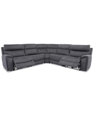 Furniture - Hutchenson 5-Pc. Fabric Sectional with 2 Power Recliners and Power Headrests