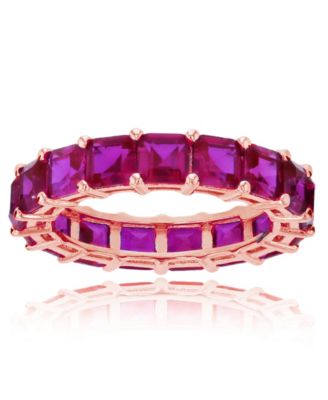 Macy's - Red Princess Cut Cubic Zirconia Eternity Band in 14k Rose Gold Plated Sterling Silver