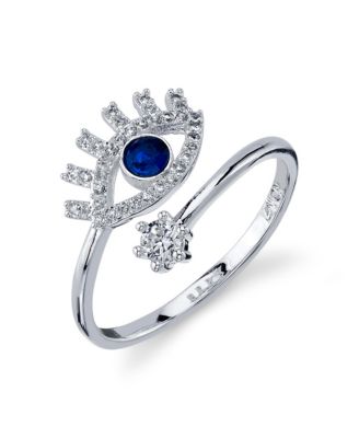 Unwritten - Silver Plated CZ Evil Eye Wrap Around Ring