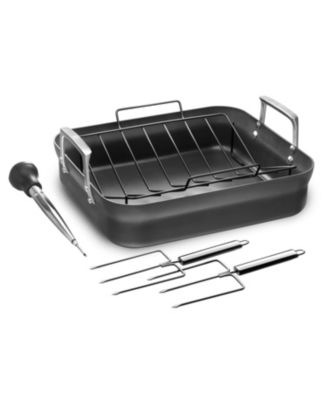 J.A. Henckels - Zwilling  Motion Aluminum Hard Anodized Nonstick 16" x 14" Roaster Pan with Rack & Tools