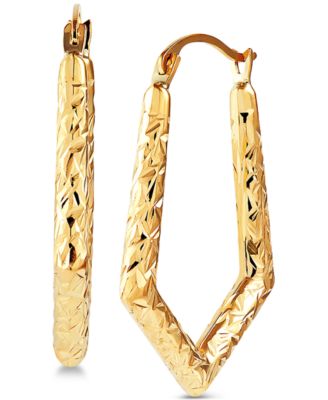 Macy's - Textured V Hoop Earrings in 14k Gold