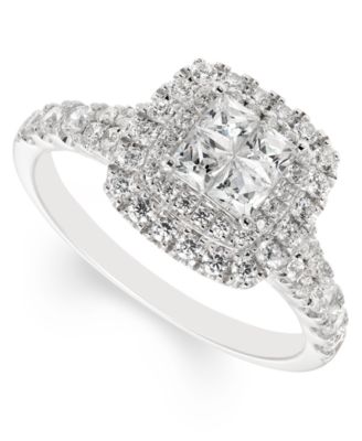 Macy's - Diamond Princess Halo Engagement Ring (1 ct. t.w.) in 14k White Gold