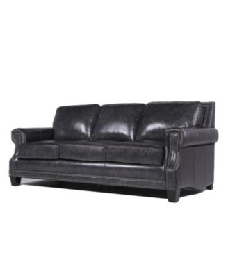 Nice Link - Madysson Italian  Leather Sofa with Nailhead Trim in Camel Brown
