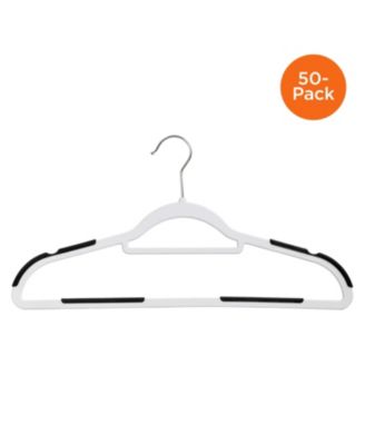 Honey Can Do - 50-Pack Slim Plastic Hangers with Anti-Slip Rubber Grips