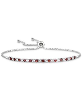 Macy's - Amethyst (1/3 ct. t.w.) & White Topaz (5/8 ct. t.w.) Bolo Bracelet in Sterling Silver (Also in Blue Topaz, Citrine, Lab-Created Opal, Rhodolite Garnet & Peridot)