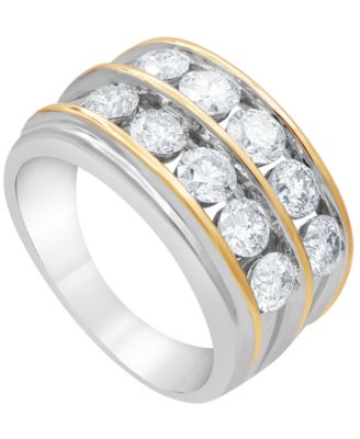 Macy's - Men's Diamond Two Row Band (3 ct. t.w.) in 10k Gold & White Gold