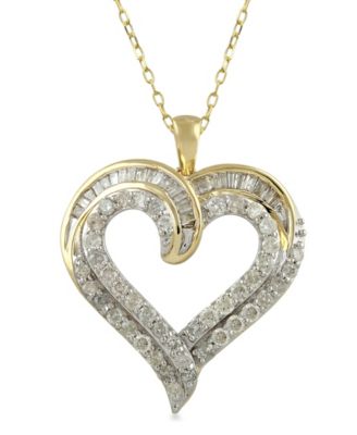 Macy's - Diamond Heart Pendant (1.ct. t.w.) in 10K Yellow Gold