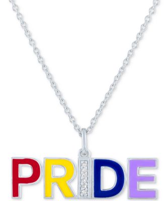 Macy's - Diamond Accent PRIDE Pendant Necklace in Sterling Silver, 16" + 4" extender