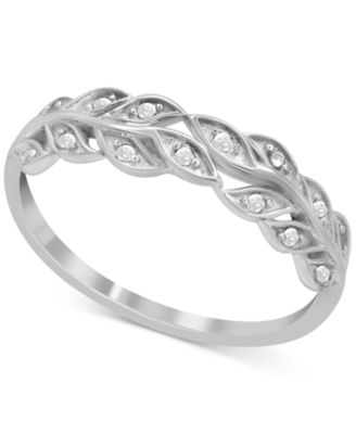 Macy's - Diamond Leaf Band (1/10 ct. t.w.) in Sterling Silver