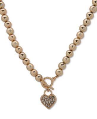 Anne Klein - Gold-Tone Crystal Heart Pendant Necklace, 16" + 3" extender