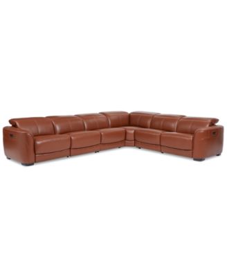 Macy's - Lexanna 6-Pc. Leather Sectional with 2 Power Motion Recliners