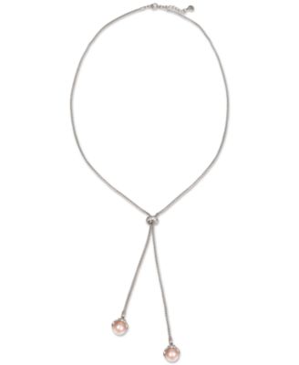 Charter Club - Silver-Tone Pink Imitation Pearl Long Lariat Necklace, 40" +2" extender