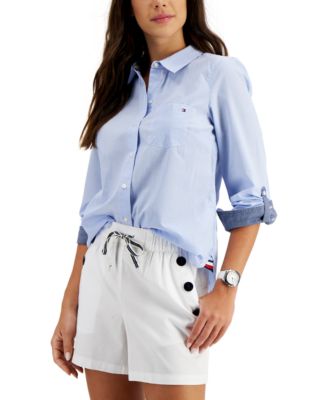 Tommy Hilfiger - Cotton Pinstripe Logo Shirt
