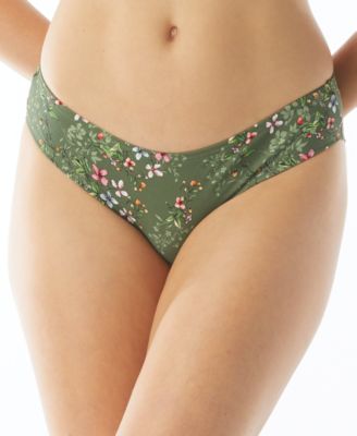 Vince Camuto - Women's Printed Shirred Cheeky Bikini Bottoms