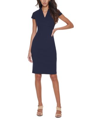 Calvin Klein - Women's V-Neck Cap Sleeve Sheath Dress