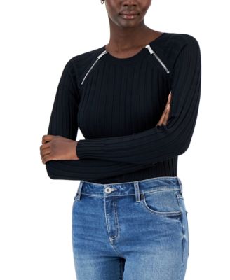 I.N.C. International Concepts - Zipper-Trim Ribbed Top