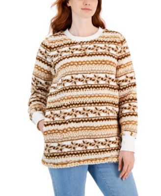 Style & Co - Women's Printed Crewneck Fleece Tunic