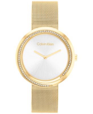 Calvin Klein - Women's Gold-Tone Stainless Steel Mesh Bracelet Watch 34mm