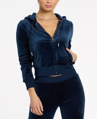 Juicy Couture - Women's Embellished Zip-Front Velour Hoodie
