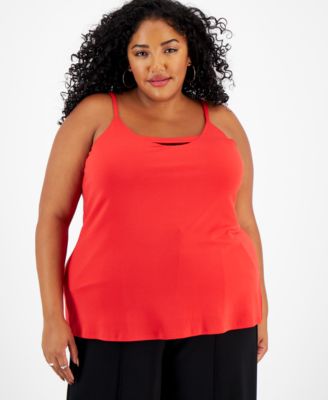 Bar III - Plus Size Zip-Back Halter Top