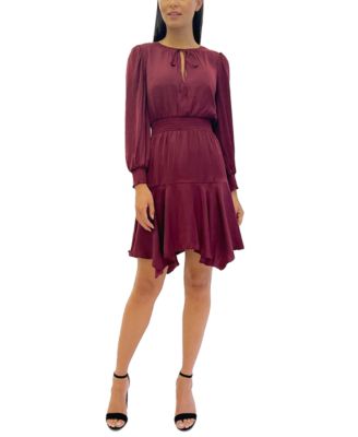Sam Edelman - Women's A-Line Tie-Neck Smocked  Mini Dress