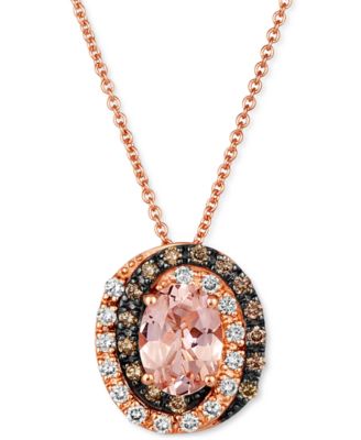 Le Vian - Peach Morganite (7/8 ct. t.w.) & Diamond (1/3 ct. t.w.) Adjustable 20" Pendant Necklace in 14k Rose Gold