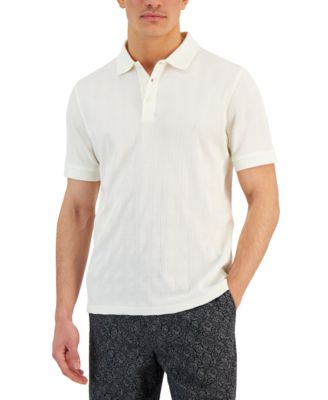 Alfani - Men's Stretch Textured Stripe Jacquard Polo Shirt