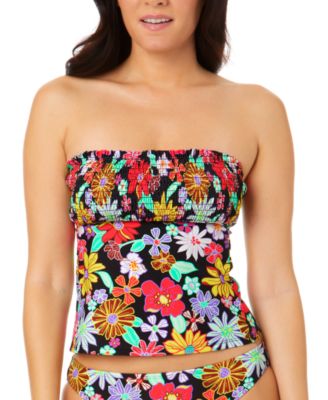 Salt + Cove - Juniors' Floral-Print Smocked Tankini Top, Created for Macy's