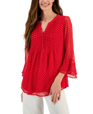 Charter Club - Petite Printed Pintuck Top