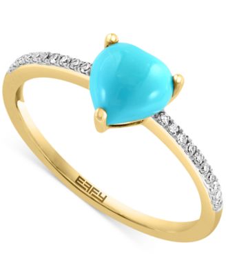 EFFY Collection - Turquoise & Diamond (1/10 ct. t.w.) Heart Ring in 14k Gold