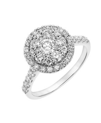 Macy's - Diamond Halo Cluster Engagement Ring (1 ct. t.w.) in 14k White Gold