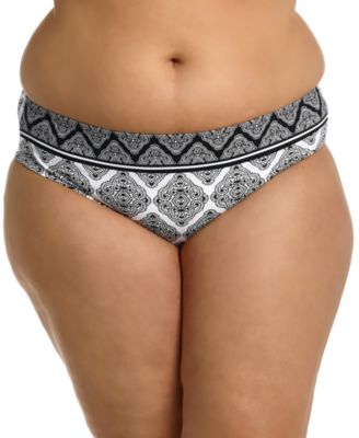 La Blanca - Plus Size Oasis Tile Mid-Rise Hipster Bikini Bottoms