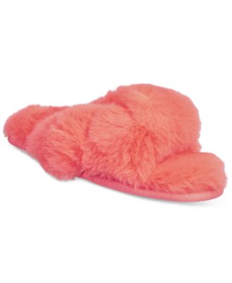 Jenni - Women's Faux-Fur Solid Crossband Slippers