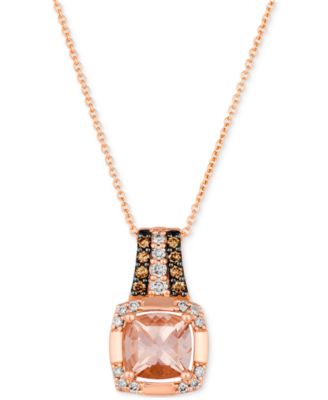 Le Vian - Peach Morganite (1-1/4 ct. t.w.) & Diamond (1/4 ct. t.w.) Pendant Necklace in 14k Rose Gold