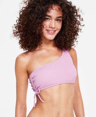Salt + Cove - Juniors' One-Shoulder Side-Shirred Bikini Top