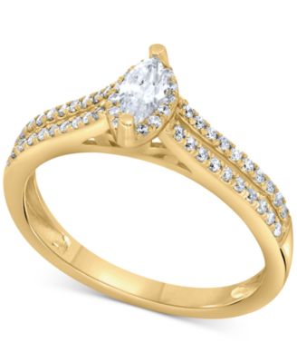 Macy's - Diamond Marquise Double Row Halo Engagement Ring (1/2 ct. t.w.) in 14k Gold