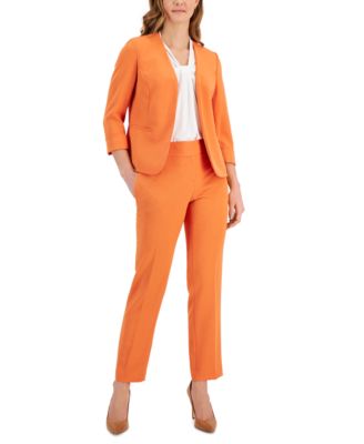 Kasper - Women's Open-Front Jacket, Gathered Top & Straight-Leg Pants