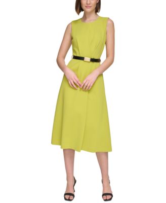 Calvin Klein - Women's Belted Midi A-Line Dress