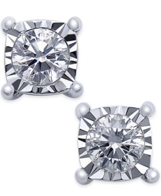 TruMiracle - Square Diamond Stud Earrings (1/4 ct. t.w.) in 14k White Gold