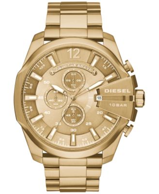 Diesel - Men's Chronograph Mega Chief Gold-Tone Stainless Steel Bracelet Watch 59x51mm DZ4360