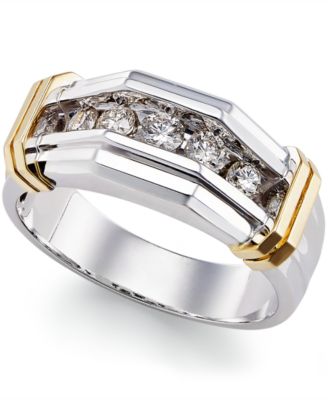 Macy's - Men's Diamond Ring (1/2 ct. t.w.) in 10k Gold  and White Gold