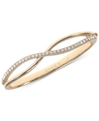 Anne Klein - Gold-Tone Crystal Crisscross Bangle Bracelet