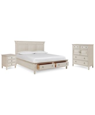Furniture - Sag Harbor White Bedroom  Collection, 3-Pc. Set (Queen Storage Platform Bed, Chest & Nightstand)