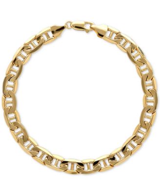 Italian Gold - Men's Beveled Marine Link Bracelet in Italian 10k Gold